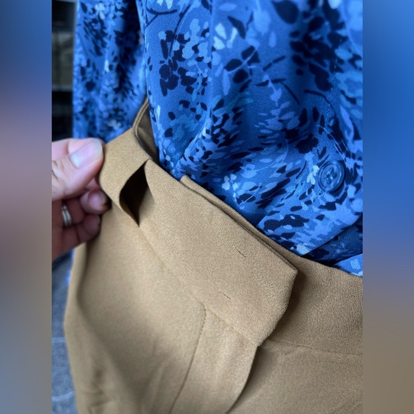 Massimo Dutti New Camel Viscose Wide Leg Flowy Dress Career Pants Lightweight 8 - Picture 4 of 10